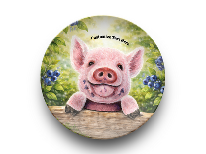 Personalized Kids Plate & Bowl with Pig & Blueberries – Whimsical Tableware for Everyone