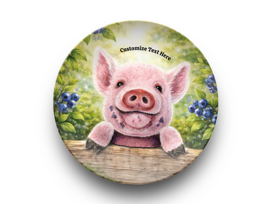 Personalized Kids Plate & Bowl with Pig & Blueberries – Whimsical Tableware for Everyone