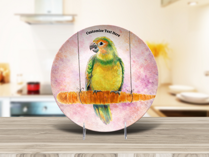 Personalized Kids Plate & Bowl with Parrot on a Carrot – Whimsical Tableware for Everyone