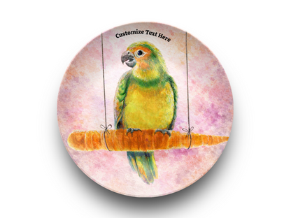 Personalized Kids Plate & Bowl with Parrot on a Carrot – Whimsical Tableware for Everyone