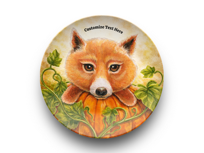 Personalized Plate & Bowl with Fox & Pumpkin – Whimsical Tableware for Everyone