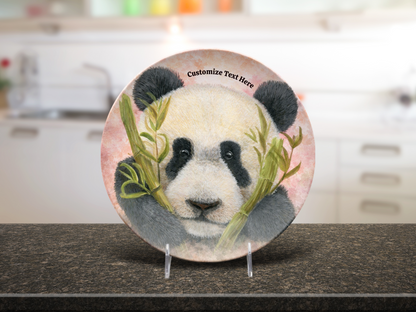 Personalized Plate & Bowl with Panda & Bamboo – Whimsical Tableware for Everyone