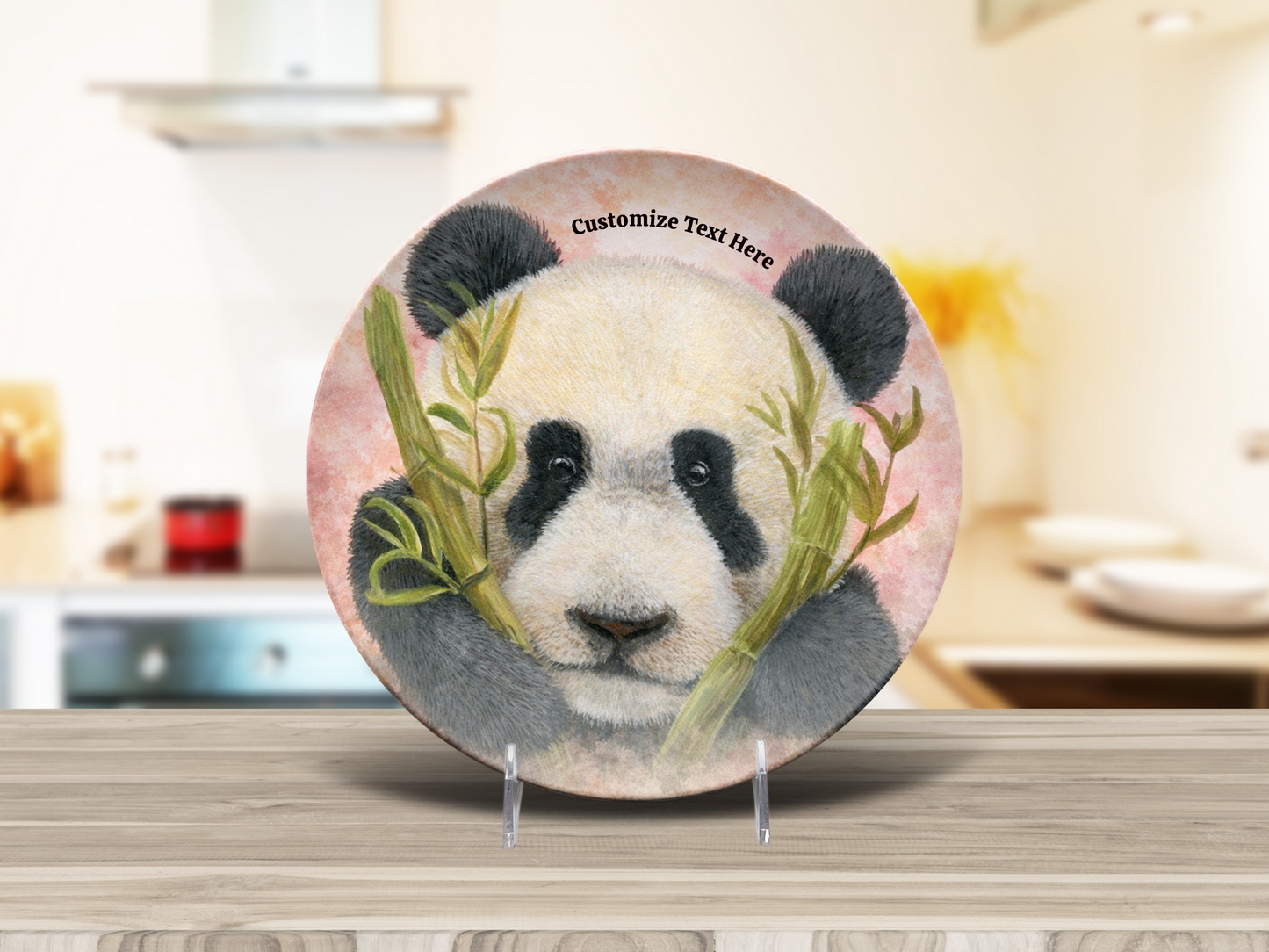 Personalized Plate & Bowl with Panda & Bamboo – Whimsical Tableware for Everyone